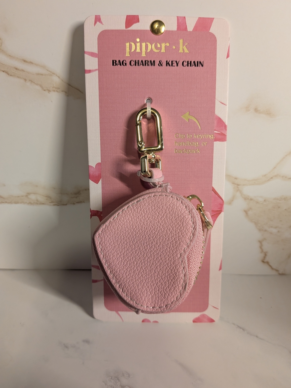 Piper K Pink Heart Bag Charm &  Keychain